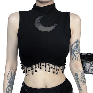 Black gothic sleeveless crop top