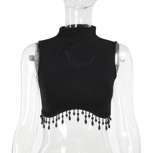 Black gothic sleeveless crop top