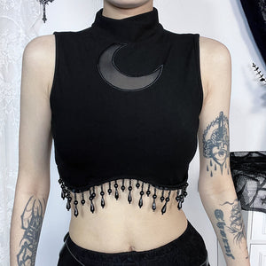 Black gothic sleeveless crop top