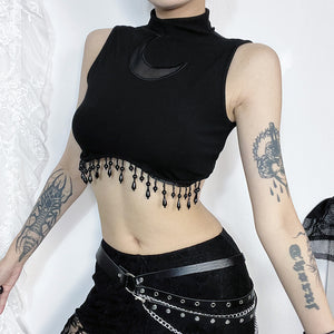 Black gothic sleeveless crop top