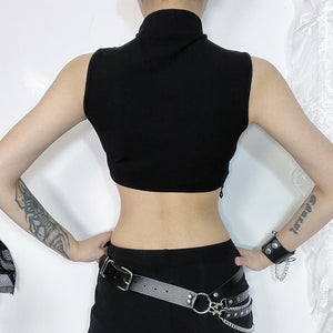 Black gothic sleeveless crop top