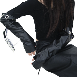 Goth Fingerless Leather Gloves