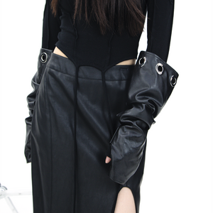 Goth Fingerless Leather Gloves