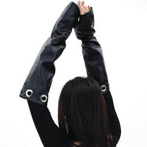 Goth Fingerless Leather Gloves