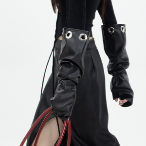 Goth Fingerless Leather Gloves