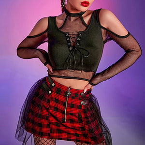 Goth Fishnet Black Tops