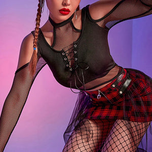 Goth Fishnet Black Tops