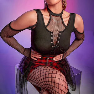 Goth Fishnet Black Tops