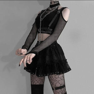 Goth Fishnet Black Tops