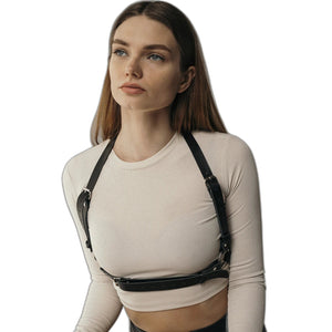 Goth Leather Waist Harness - product view on white background