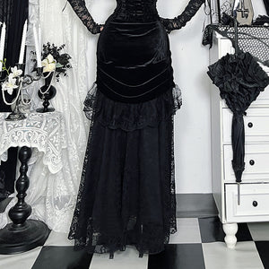 Goth Long Maxi Skirt Black