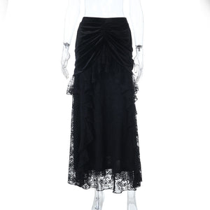 Goth Long Maxi Skirt Black