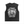 Front of the washed black Y2K tank top laid flat with a neck label, white Digital Decay mask graphic centered