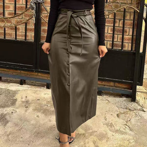 Goth Maxi Skirt Leather