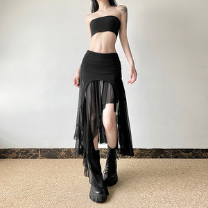 Goth Midi Black Skirt