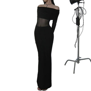 Goth Off Shoulder Maxi Dress