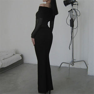 Goth Off Shoulder Maxi Dress