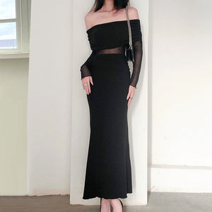 Goth Off Shoulder Maxi Dress