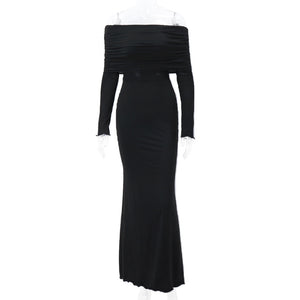 Goth Off Shoulder Maxi Dress