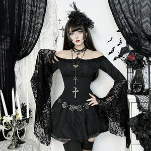 Goth Off Shoulder Mini Dress