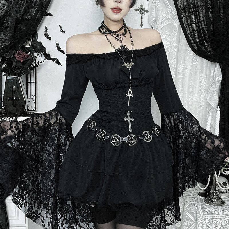 black goth mini dress Seance Contrast Goth Mini Dress ModCloth