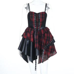 Goth Plaid Patchwork Dress