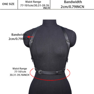 Goth PU Leather Waist Harness — women's black faux-leather goth harness accessory