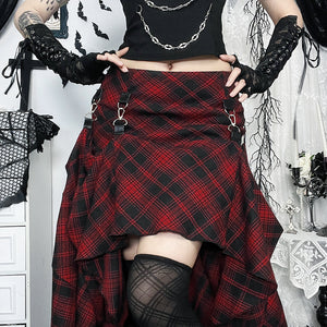 Goth Red & Black Pattern Skirt