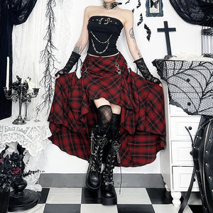 Goth Red & Black Pattern Skirt
