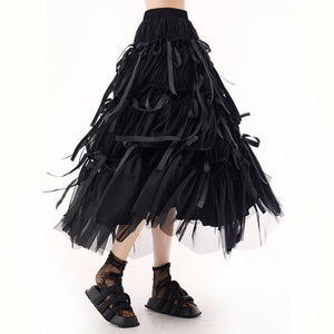 Goth Skirt Midi Black