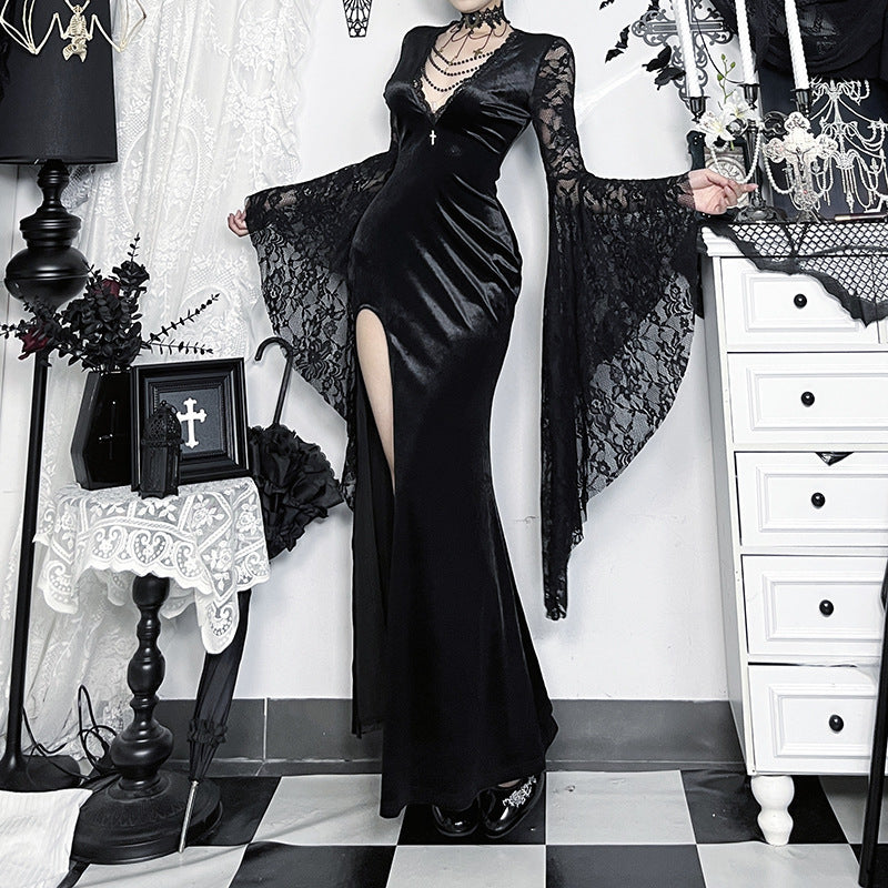 Goth Witch Dress Black / L Goth Witch Dress Black / L