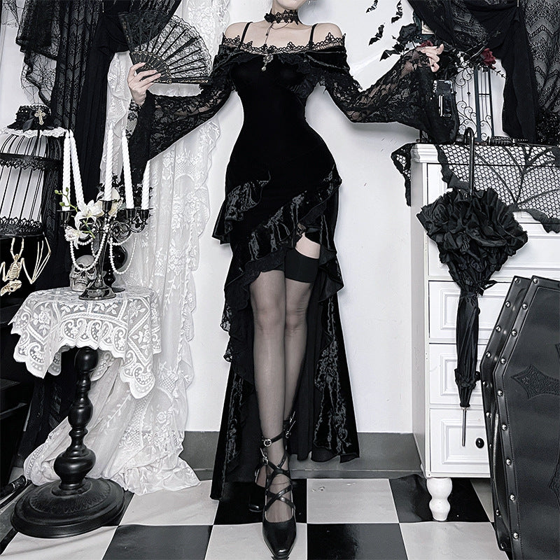 Gothic Asymmetrical Maxi Dress Black / L Gothic Asymmetrical Maxi Dress Black / L