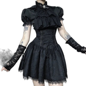 Gothic Black Mini Skirt - product view on white background