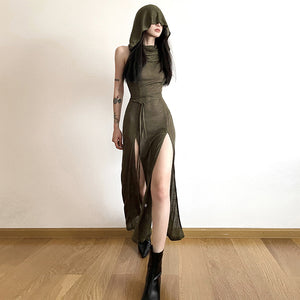 Gothic Cyberpunk Hooded Dress