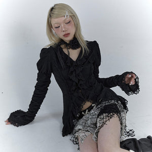 Gothic Dark Black Y2K Top