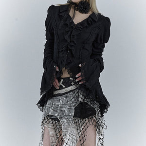 Gothic Dark Black Y2K Top