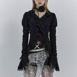 Gothic Dark Black Y2K Top