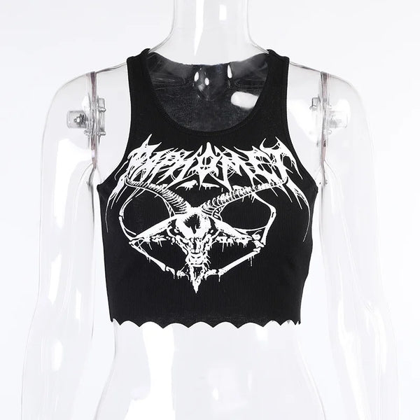 Gothic Knitted Sleeveless Crop Top