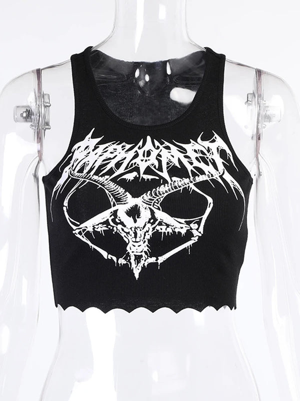 Gothic Knitted Sleeveless Crop Top