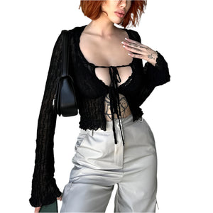 Gothic Lace Up Black Top