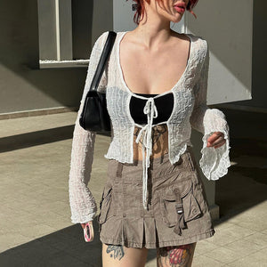 Gothic Lace Up Black Top