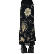 Gothic Long Maxi Skirt Black