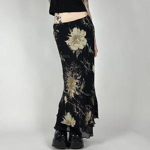 Gothic Long Maxi Skirt Black