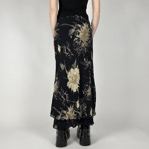 Gothic Long Maxi Skirt Black