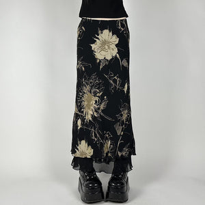 Gothic Long Maxi Skirt Black