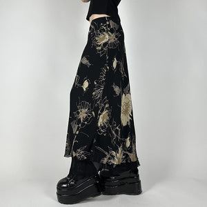 Gothic Long Maxi Skirt Black