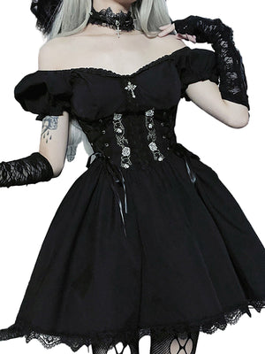Gothic Puff Sleeve Corset Dress