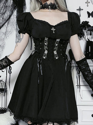 Gothic Puff Sleeve Corset Dress