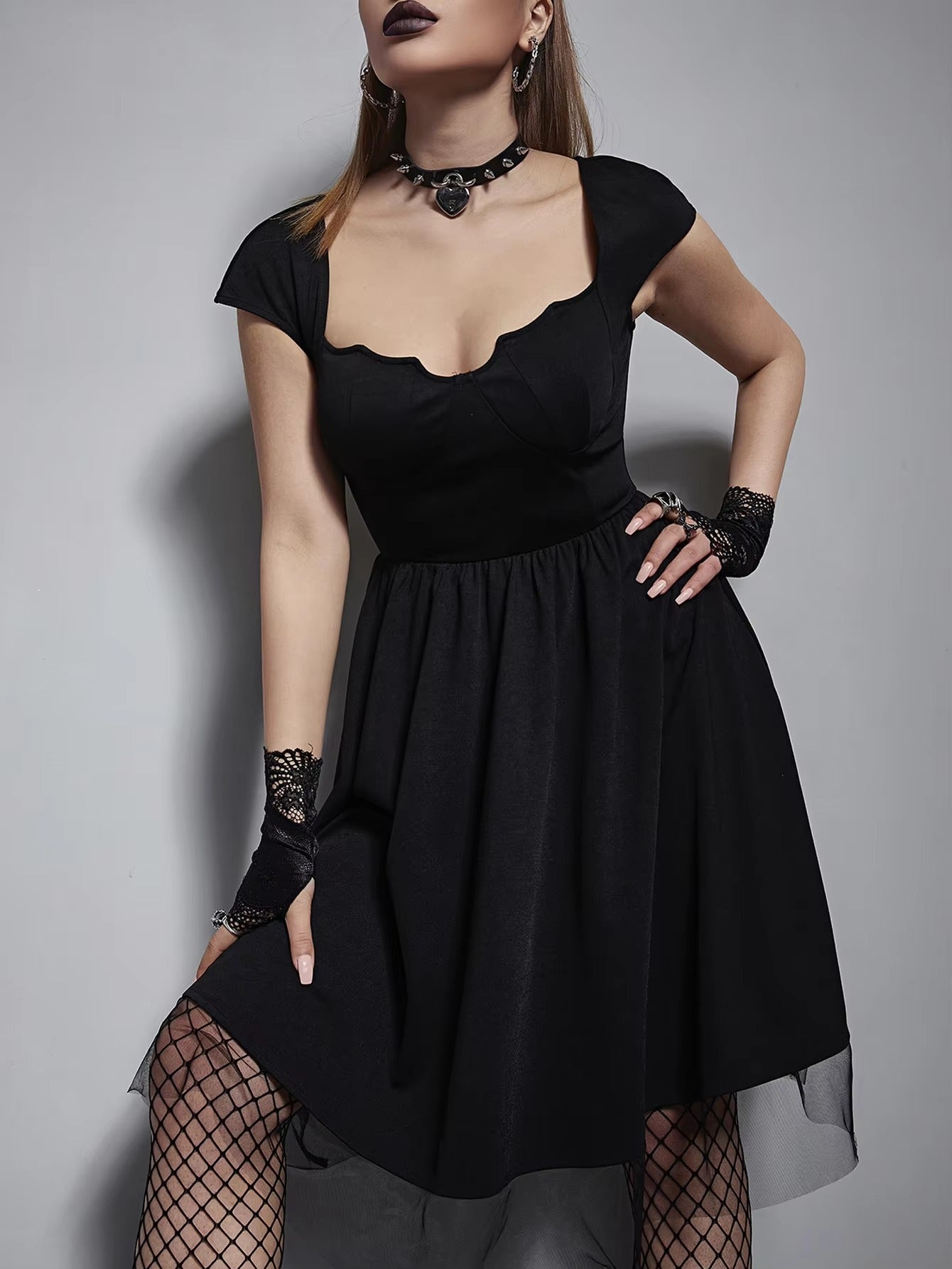 Gothic Punk Women Dress Black / S Gothic Punk Women Dress Black / S