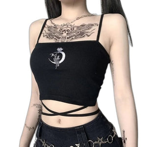 Gothic Sleeveless Crop Top Sexy - product view on white background